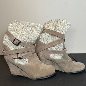 Steve Madden Tan Wedge Boots with Knit Cuff